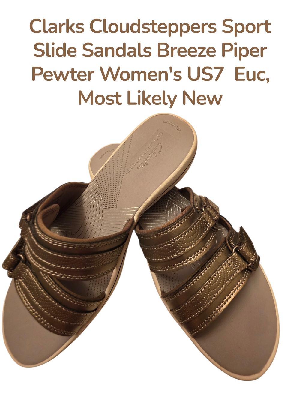 Clarks Cloudsteppers Women's Slide Sandals - Pewter US7